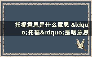 托福意思是什么意思 “托福”是啥意思